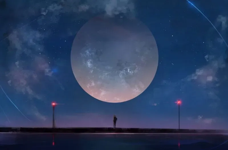 Hình nền anime bầu trời đêm mang đến cảm giác yên bình và lãng mạn.