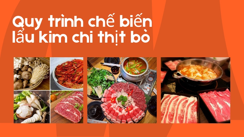 Nồi nước dùng lẩu kim chi sôi sục với màu đỏ bắt mắt